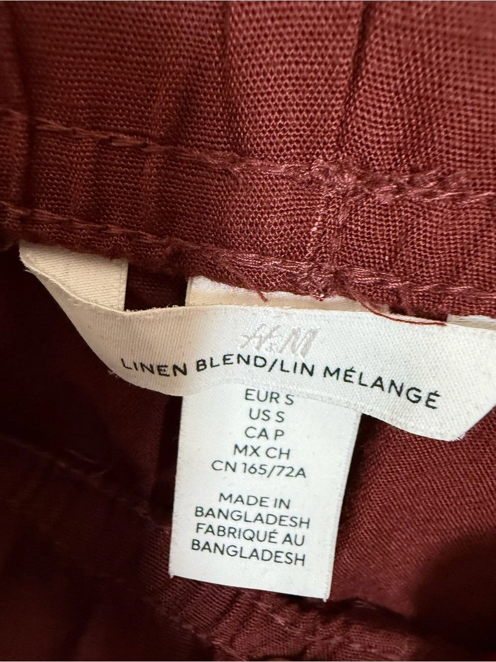 H&M Linen Blend Wide-Leg Drawstring Pants - Burgundy size S. Worn once.